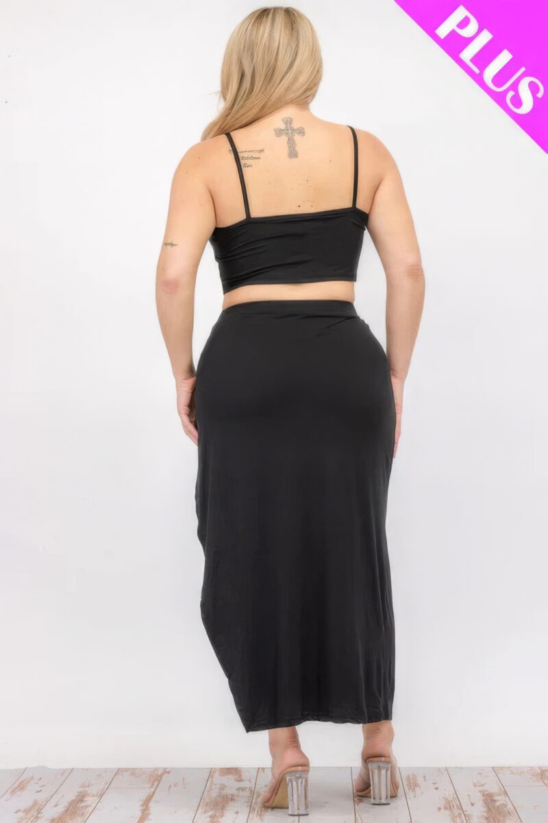 Plus Size Crop Cami & Split Thigh Maxi Skirt Set - Image 20