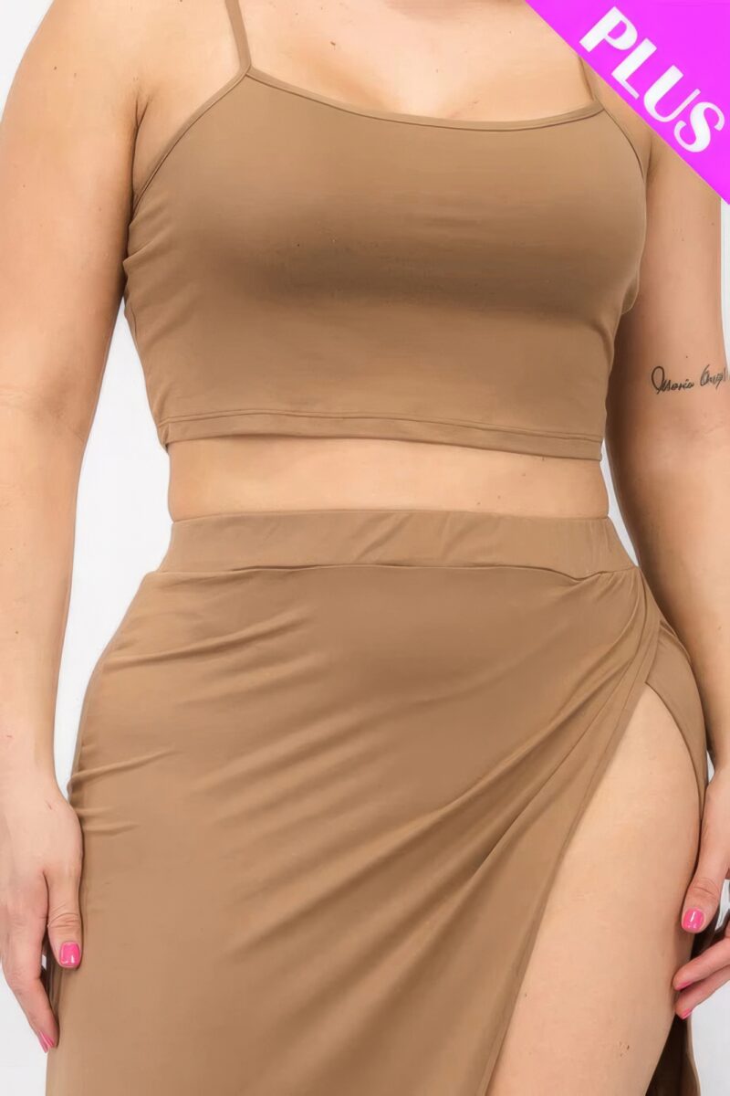 Plus Size Crop Cami & Split Thigh Maxi Skirt Set - Image 9