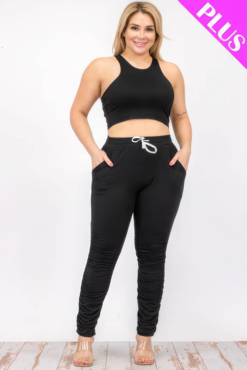 Plus Size Crop Tank Top & Ruched Pants Set - Image 34