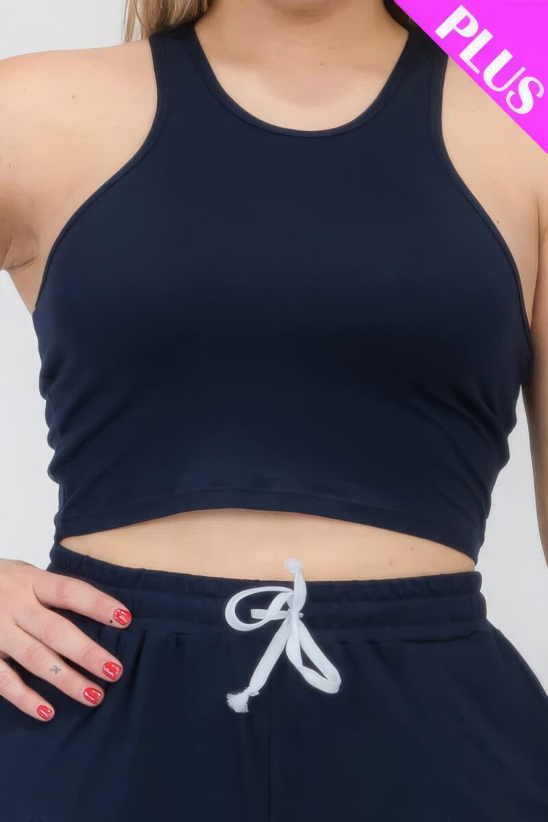 Plus Size Crop Tank Top & Ruched Pants Set - Image 9