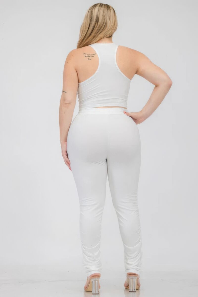 Plus Size Crop Tank Top & Ruched Pants Set - Image 5