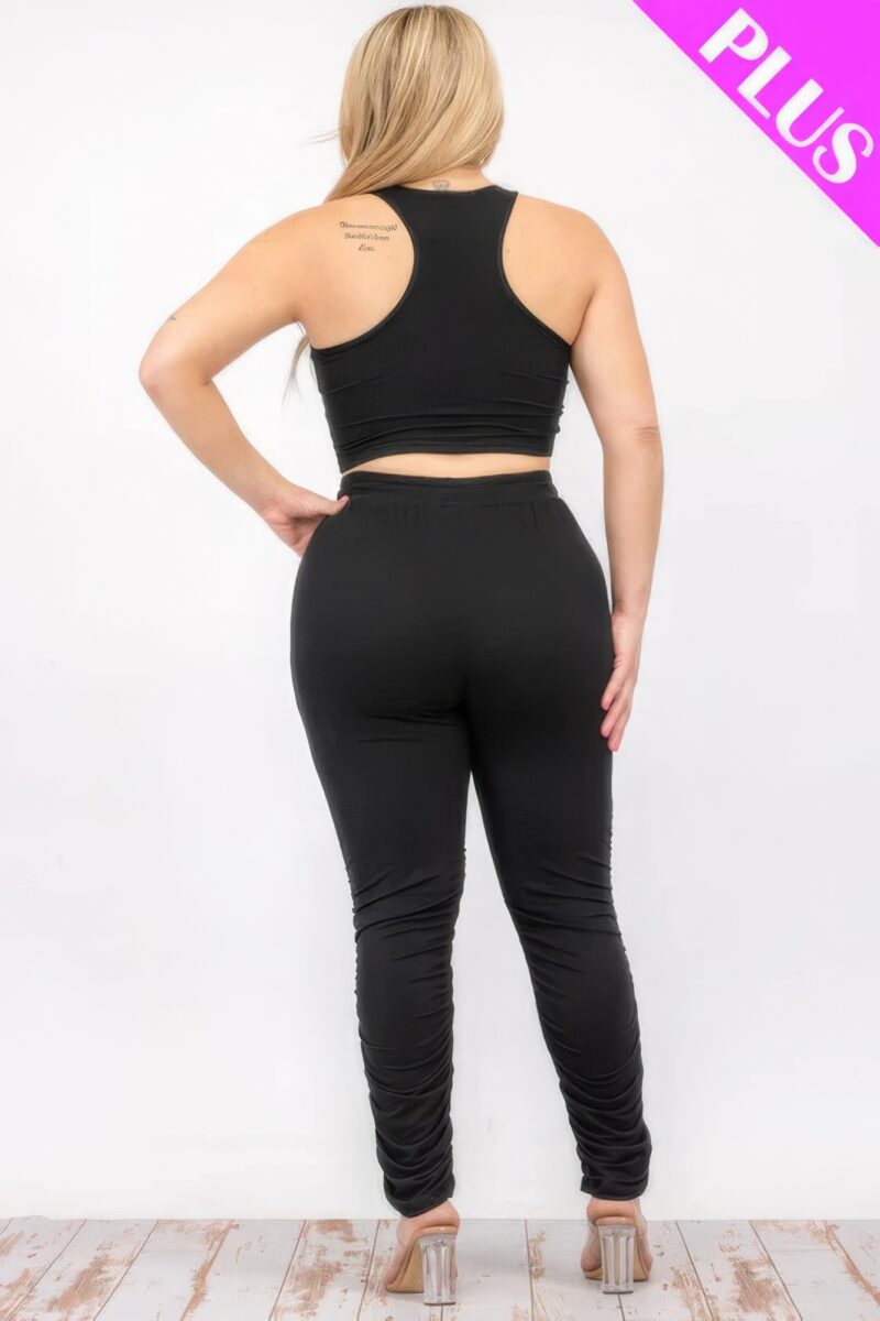 Plus Size Crop Tank Top & Ruched Pants Set - Image 38