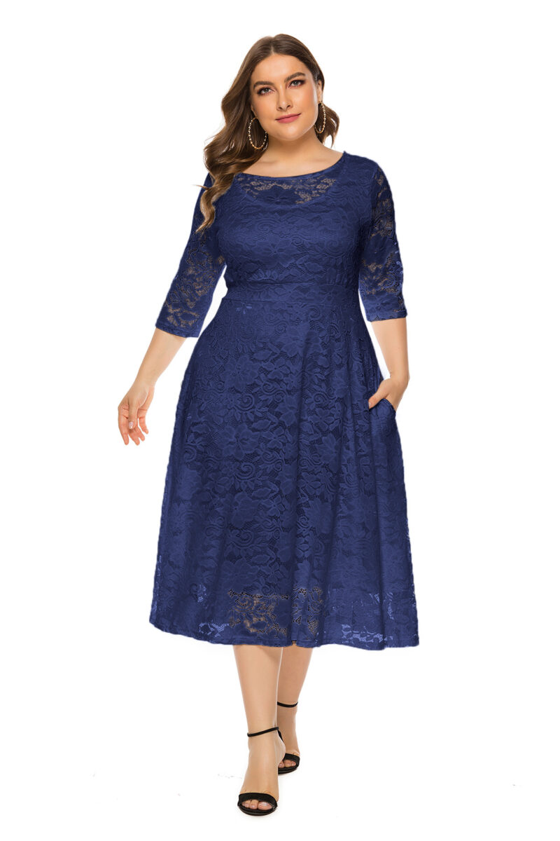 Evening Bridesmaid Lace Pocket Dress - Image 12