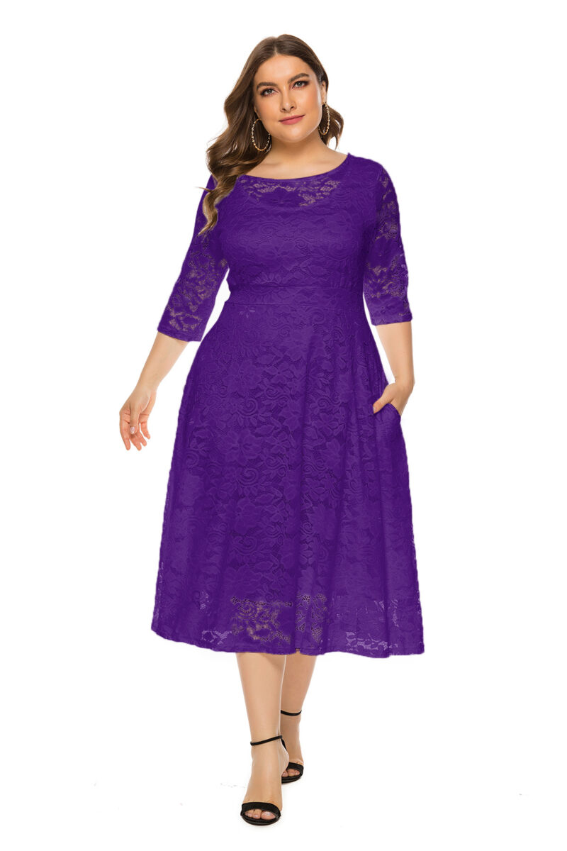 Evening Bridesmaid Lace Pocket Dress - Image 9