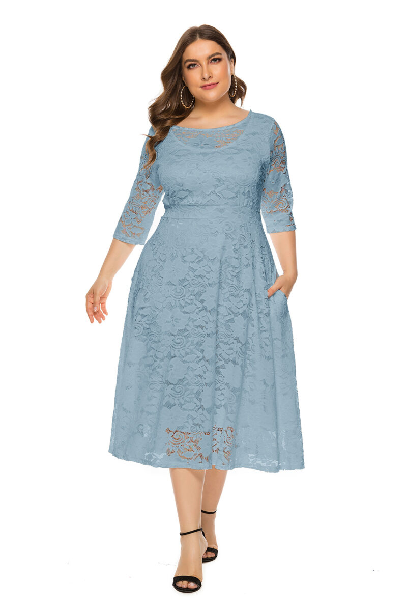 Evening Bridesmaid Lace Pocket Dress - Image 15