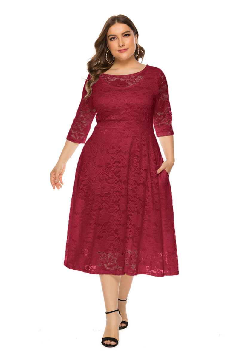 Evening Bridesmaid Lace Pocket Dress - Image 10