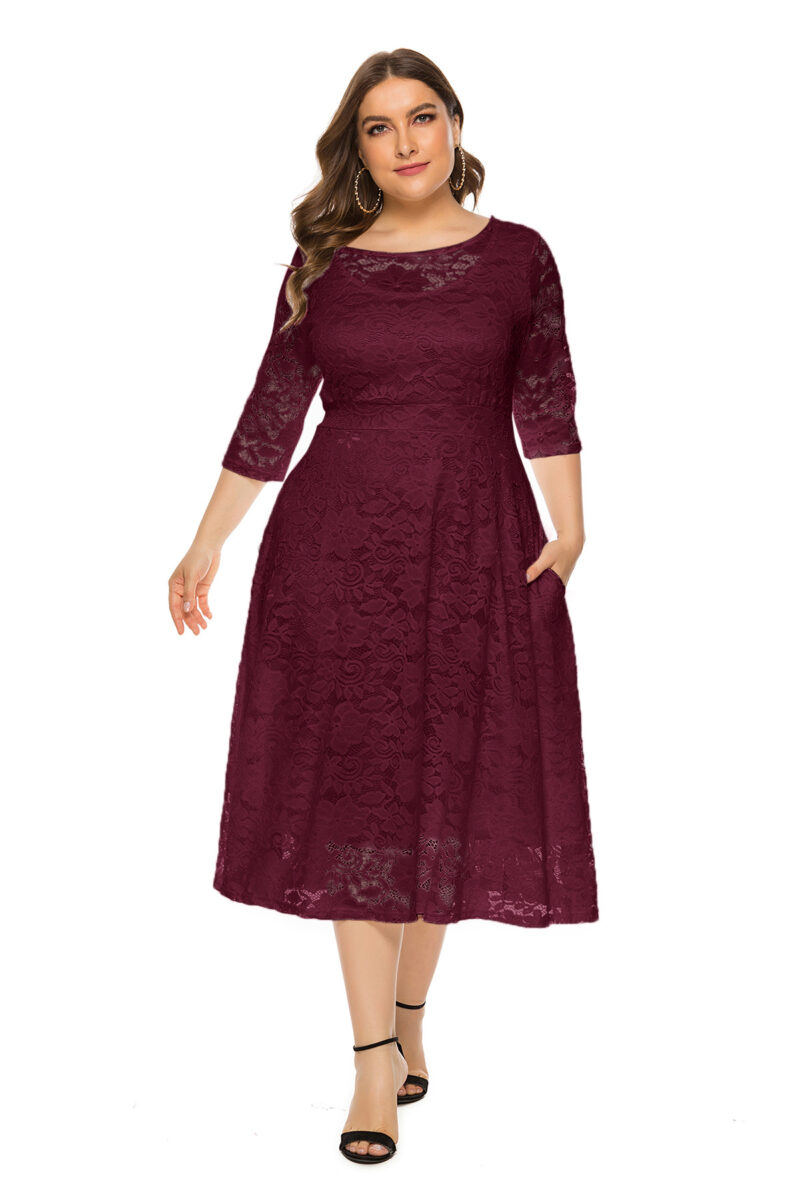 Evening Bridesmaid Lace Pocket Dress - Image 8