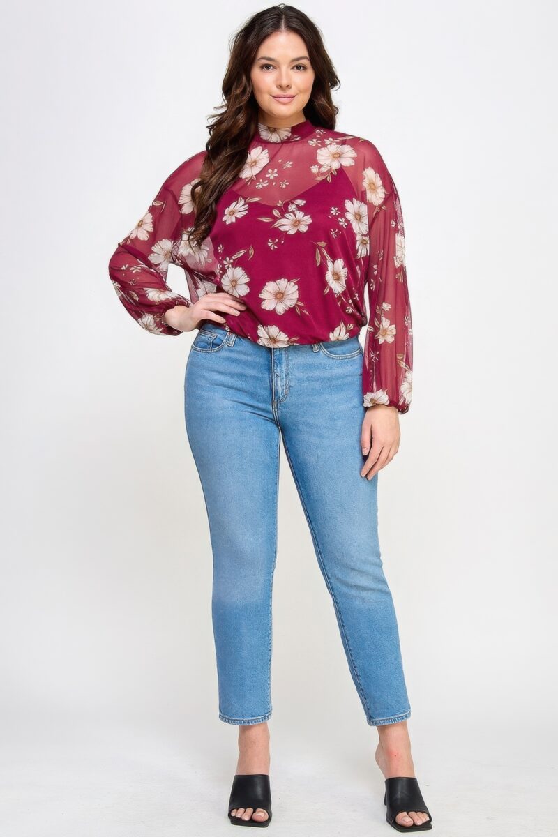 Mesh Floral Ls Top W/cami - Image 2