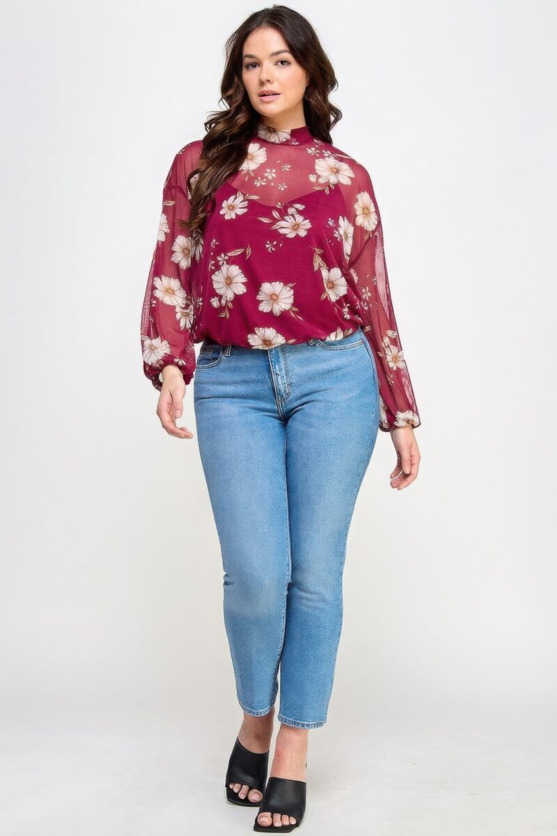 Mesh Floral Ls Top W/cami - Image 3