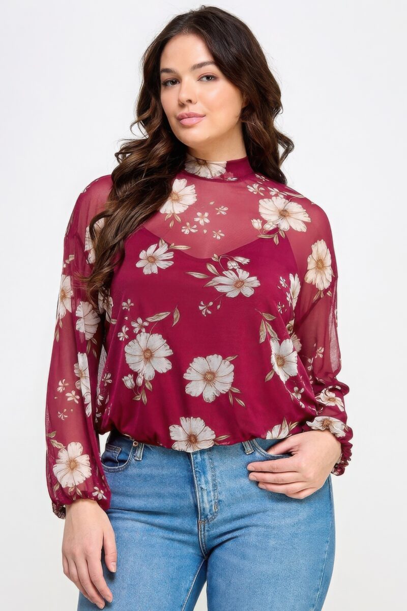 Mesh Floral Ls Top W/cami - Image 4