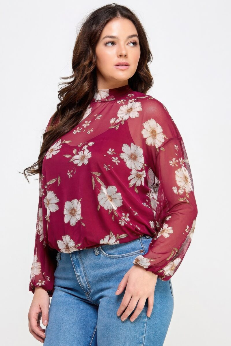 Mesh Floral Ls Top W/cami - Image 5