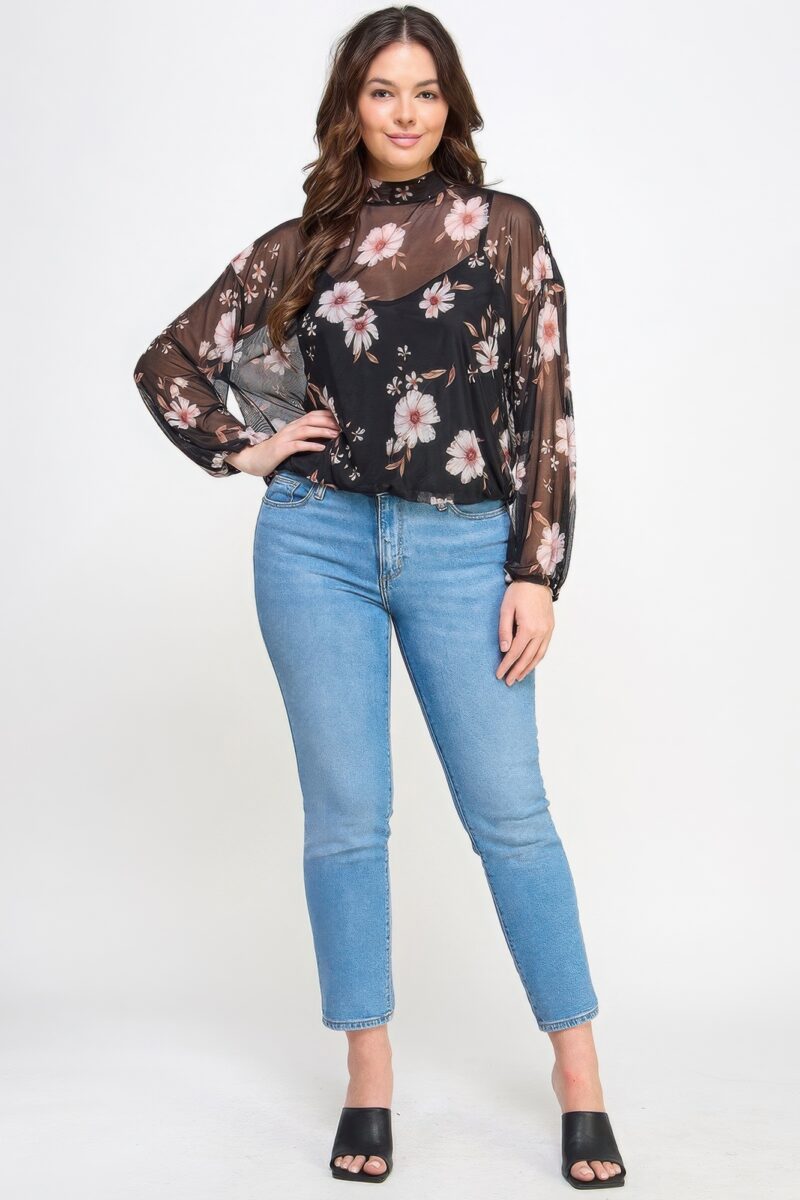 Mesh Floral Ls Top W/cami - Image 7