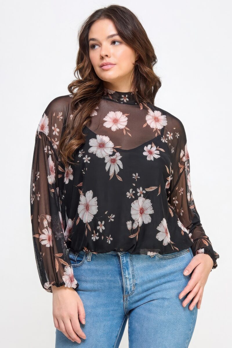 Mesh Floral Ls Top W/cami - Image 8