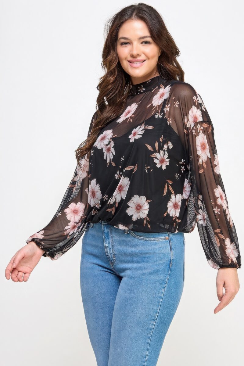 Mesh Floral Ls Top W/cami - Image 9