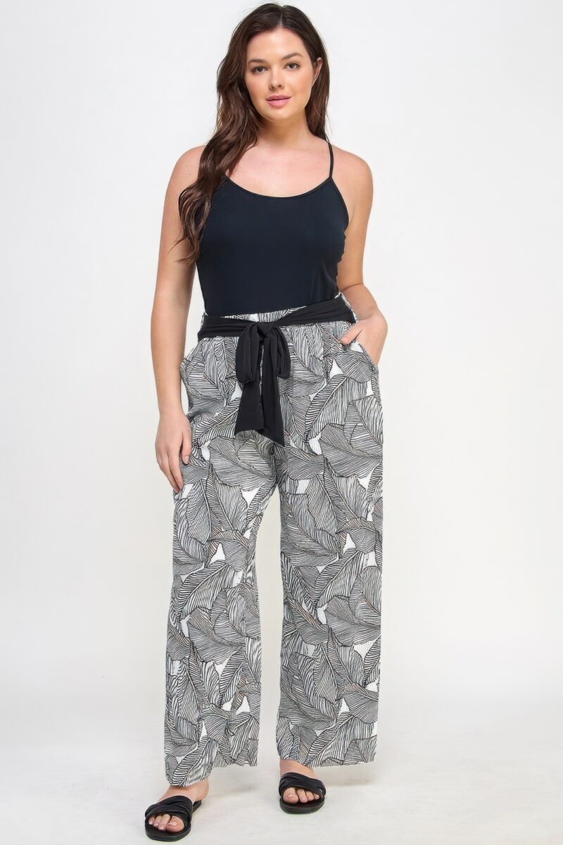 Plisse Palm Print Pants - Image 2