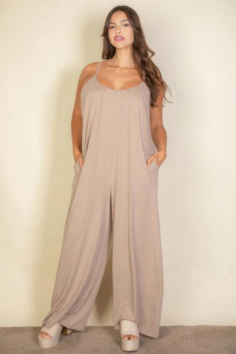 Plus spaghetti strap solid wide jumpsuit - Image 7