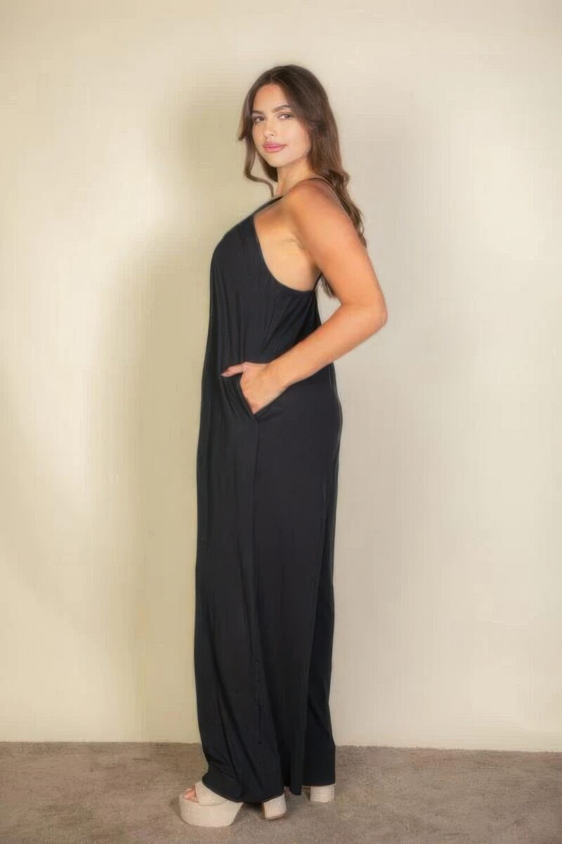 Plus spaghetti strap solid wide jumpsuit - Image 5