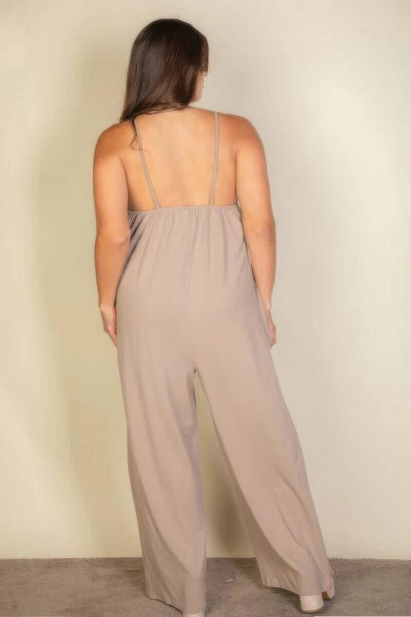 Plus spaghetti strap solid wide jumpsuit - Image 9